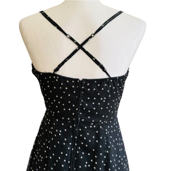 Miami Dress Black White Polka Dot Spaghetti Straps Ruffled Tiered Midi Small NEW - Picture 8 of 13